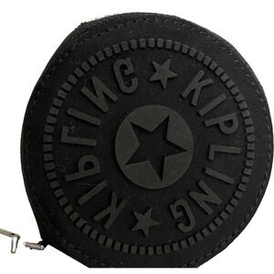 KIPLING Marguerite Black Round Coin Purse Clip on pouch EUC
